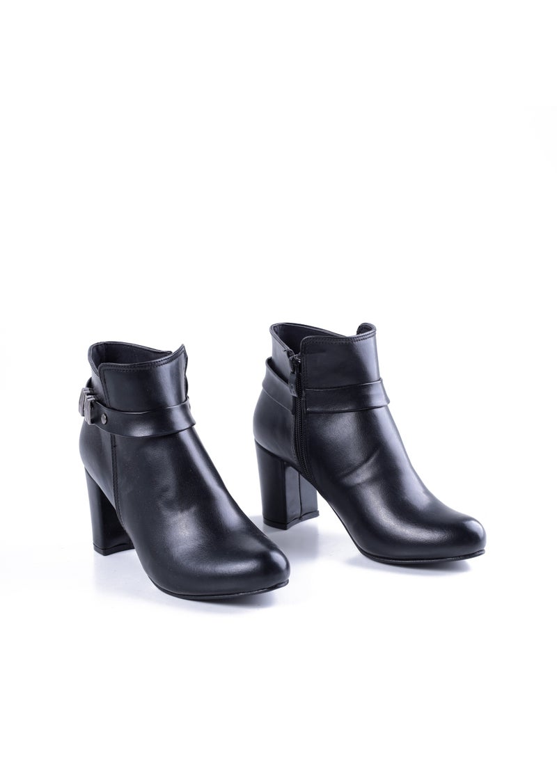 لايف ستيلاش  بوت كعب عالي جلد بسوسته - اسود R-19 - Image 2