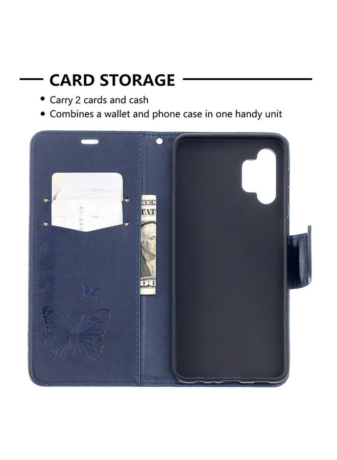 S-TOP Case For Samsung Galaxy A32 5G Embossing Two Butterflies Pattern Horizontal Flip PU Leather Case with Holder & Card Slot & Wallet & Lanyard - Image 5