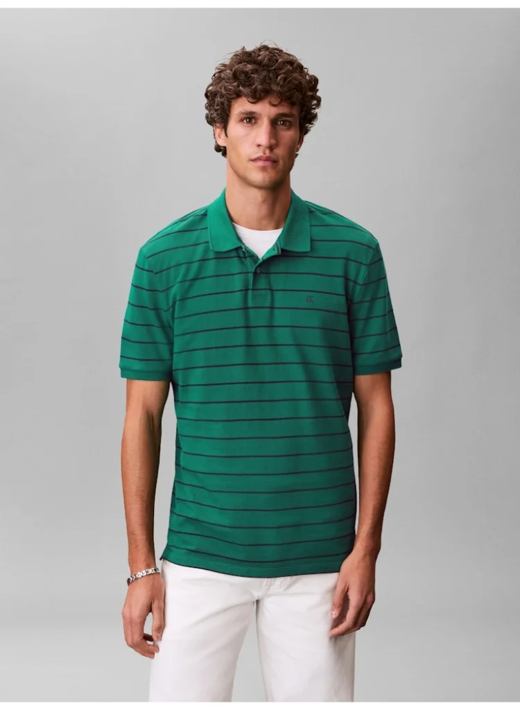 Striped Pique Polo Shirt
