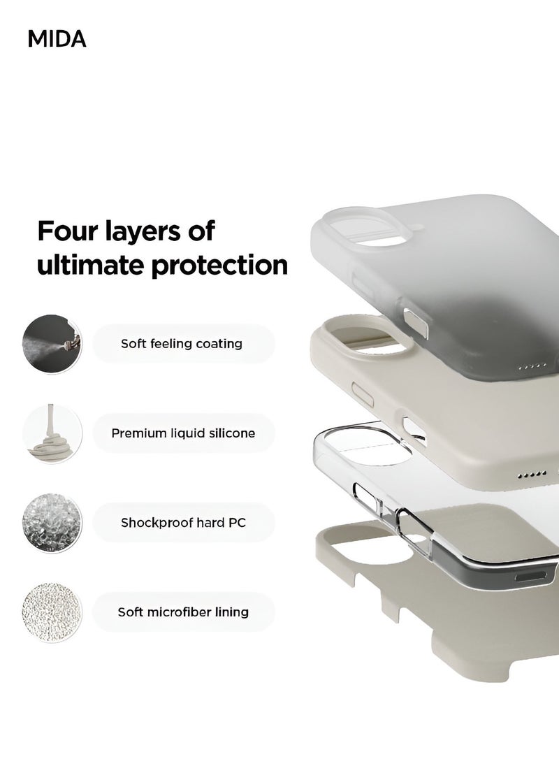 Mida iPhone 16 Plus Silicone Case Cover, full body protection case with a soft silky feel, shockproof cover with microfiber lining  - Image 3