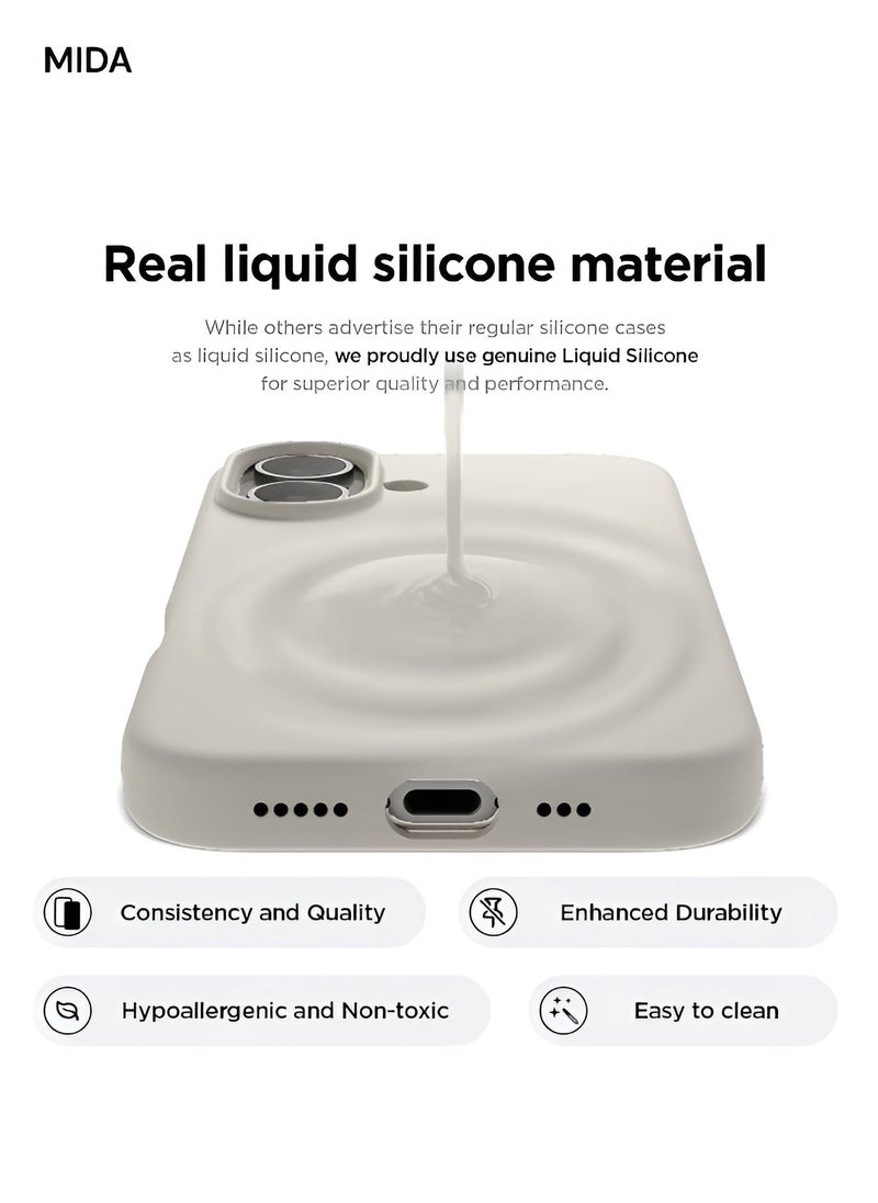 Mida iPhone 16 Plus Silicone Case Cover, full body protection case with a soft silky feel, shockproof cover with microfiber lining  - Image 2
