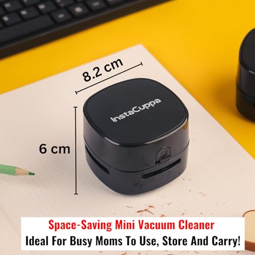 InstaCuppa Portable Mini Vacuum Cleaner, Battery Operated, Long Runtime, Strong Suction Power, Perfect for Busy Moms, Remove Dust, Paper Scrap, Pet Hair, Crumbs on Table, Keyboard, Sofa, Pantry - Image 3