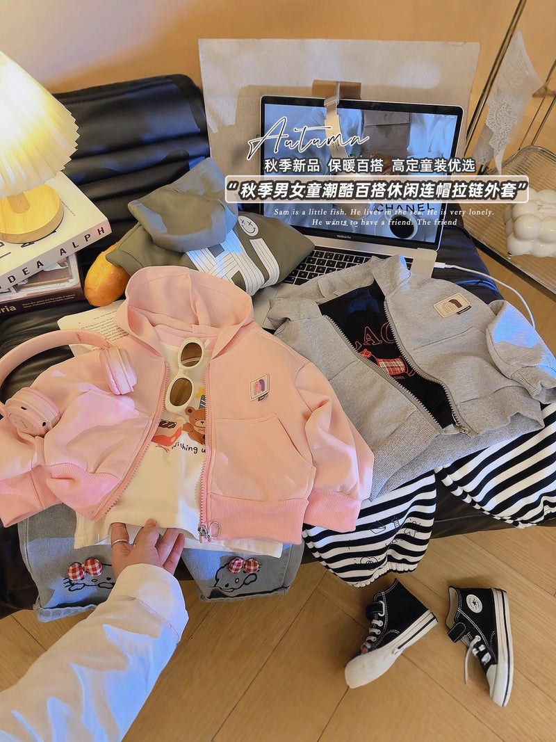 New 2024 Men'S And Women'S Sweatshirt Coat Hooded Casual Children'S Cardigan Korean Loose Top Coat - Image 2