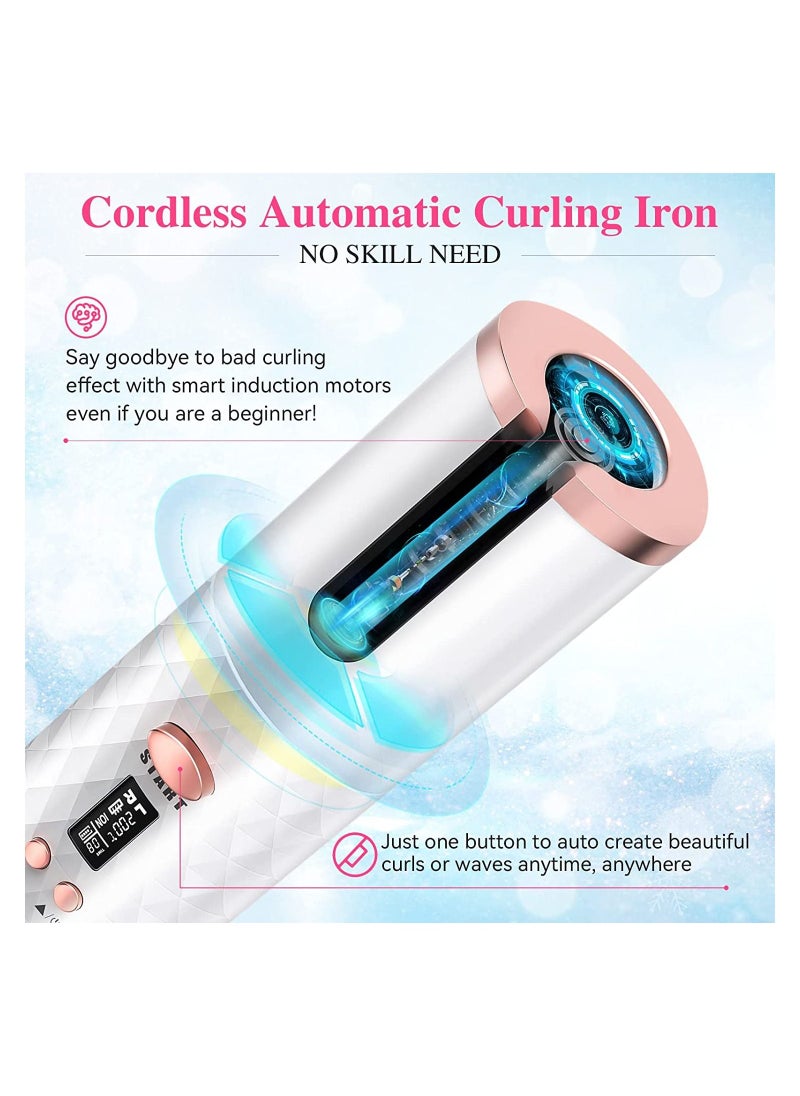 Generic - Automatic Curling Iron, Cordless Auto Hair Curler with 6 Temps, 11 Timers & LCD Display, Portable Rechargeable Ceramic Rotating Curling Wand, Wireless Beach Waves Iron Fast Heating for Hair Styling - Image 1