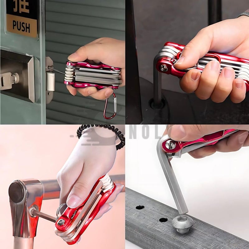 GNOLY Multi-Functional Folding Tool - Hex Key Allen Wrench Set - All In 1 Bicycle Repair Tools (Model 4) - Image 4