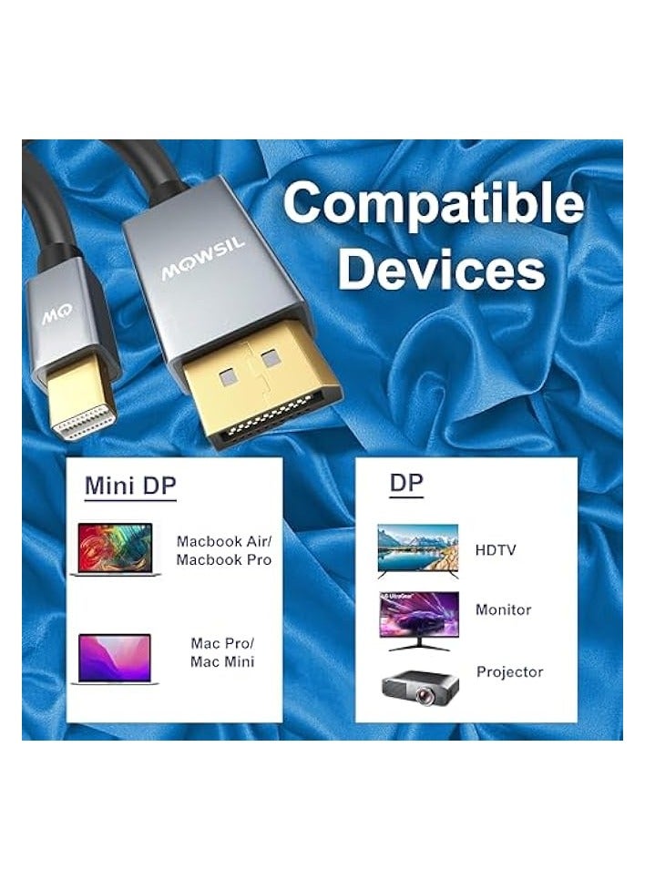 MOWSIL 4K Mini DisplayPort to DisplayPort Cable 2Mtr, Bi-Directional Mini DP to DP Cable, 4K@60Hz Gold-Plated Mini DP Compatible with MacBook Air/Pro, Surface Pro/Dock. - Image 3