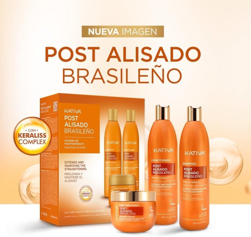 Kativa Post Keratin Straightening Treatment - Shampoo 250 ml, Conditioner 250 ml and Mask 250 ml. - Image 3