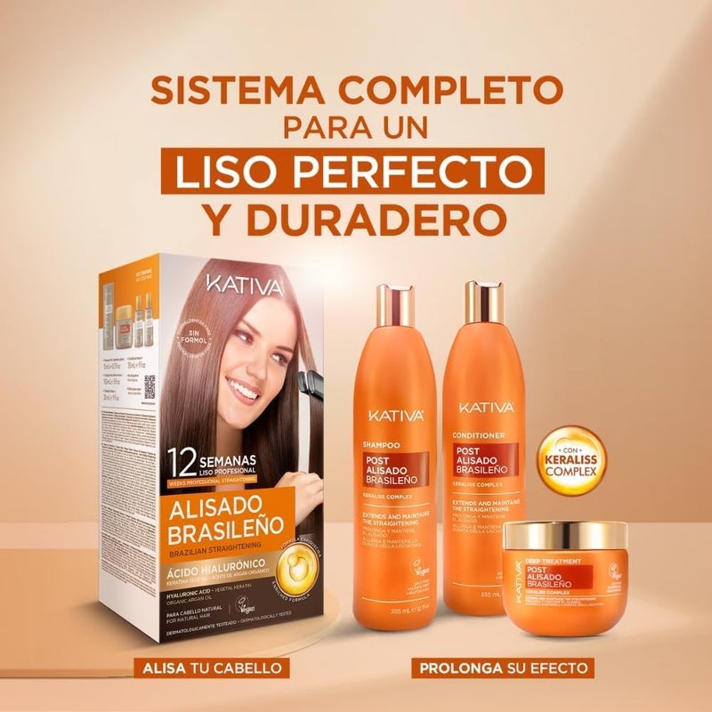 Kativa Post Keratin Straightening Treatment - Shampoo 250 ml, Conditioner 250 ml and Mask 250 ml. - Image 2