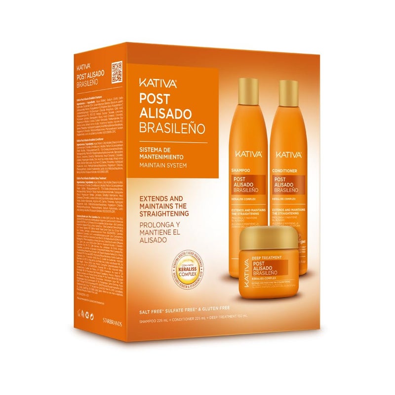 Kativa Post Keratin Straightening Treatment - Shampoo 250 ml, Conditioner 250 ml and Mask 250 ml. - Image 1