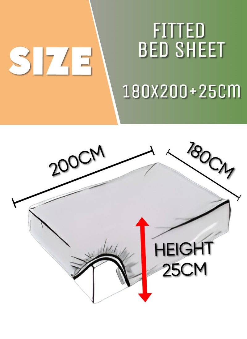 Blueberry Light Grey Striped Queen Size Sheet Set Deep Pockets Machine Washable 180x200+25cm - Image 2