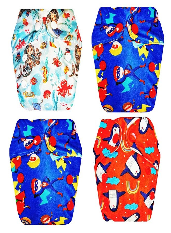 حفاضات قماشية فاخرة من دمبلدو للأطفال حديثي الولادة مع حشوة داخلية (عبوة من 4 قطع) | شعور بالجفاف والراحة | قابلة لإعادة الاستخدام والغسل | أزرار كبس قابلة للتعديل | موثوق بها من قبل الأمهات | من 0 إلى 4 أشهر | للجنسين - Image 1