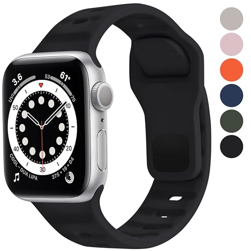 Fullmosa Soft Silicone Straps Compatible with Apple Watch Strap 49mm 46mm 45mm 44mm 42mm（Series 3/2/1,Sprot Band for iWatch Strap Ultra3/2/1 SE3/2/1 Series 11 10 9 8 7 6 5 4 3 2 1,Black [NO Watch] - Image 1