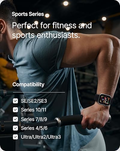 Fullmosa Soft Silicone Straps Compatible with Apple Watch Strap 49mm 46mm 45mm 44mm 42mm（Series 3/2/1,Sprot Band for iWatch Strap Ultra3/2/1 SE3/2/1 Series 11 10 9 8 7 6 5 4 3 2 1,Black [NO Watch] - Image 3