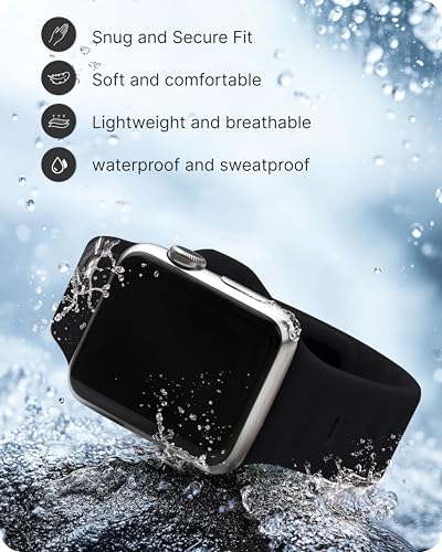 Fullmosa Soft Silicone Straps Compatible with Apple Watch Strap 49mm 46mm 45mm 44mm 42mm（Series 3/2/1,Sprot Band for iWatch Strap Ultra3/2/1 SE3/2/1 Series 11 10 9 8 7 6 5 4 3 2 1,Black [NO Watch] - Image 2