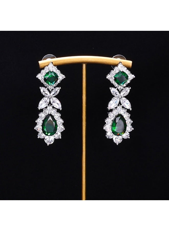 Ciara Copper zircon necklace earrings, luxurious sparkling colorful gemstones, bride's wedding dress, party fashion accessories - Image 3