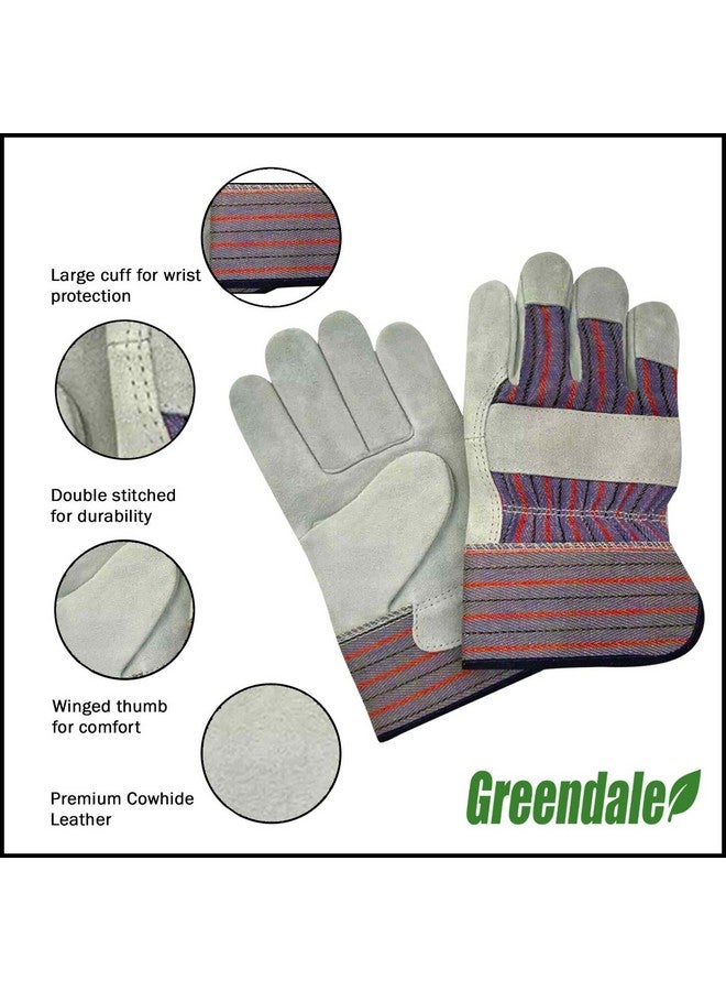 Greendale (3, 6 or 12 Pack - Leather & Cotton Work Gloves - Garage, Yard, Garden, Industrial, Commercial - One Size Fits Most (12, One Size) - Image 3