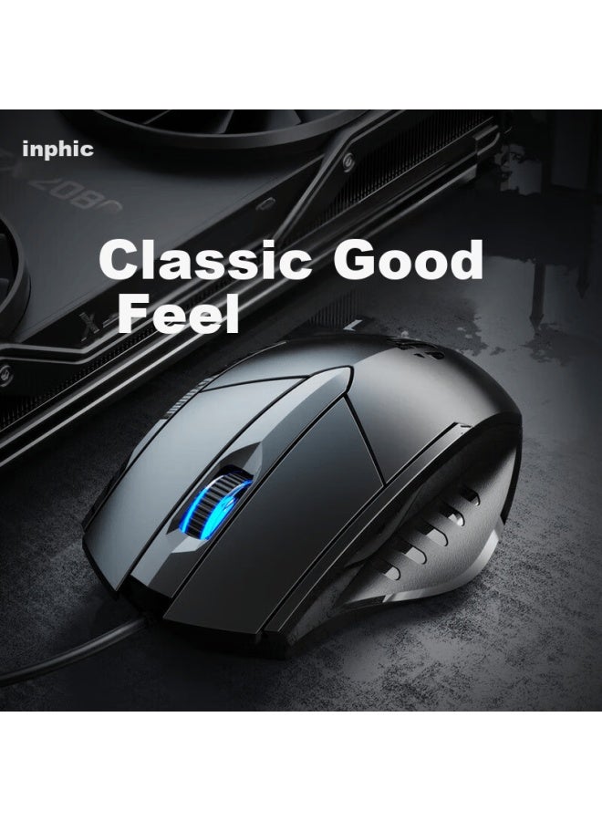 Inphic W1 Wired Gaming Mouse Macro Definition Ergonomic Silent Home Office Laptop Desktop Usb Universal Black - Image 1
