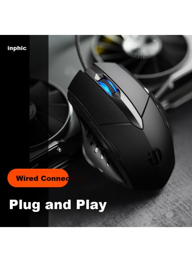 Inphic W1 Wired Gaming Mouse Macro Definition Ergonomic Silent Home Office Laptop Desktop Usb Universal Black - Image 3