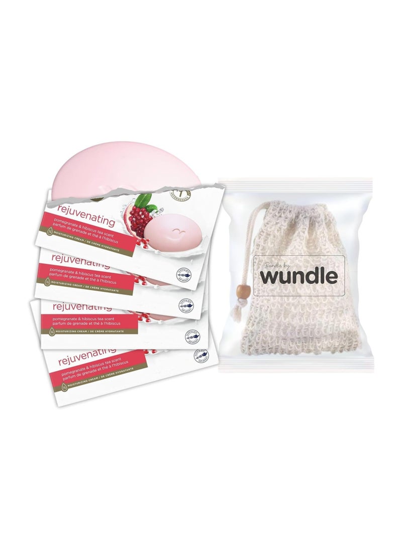 Dove Wundle Bundle Soap Saver Exfoliating Pouch with 90 X 4 Dove Rejuvenating Soap Bars (Pomegranate & Hibiscus Tea)