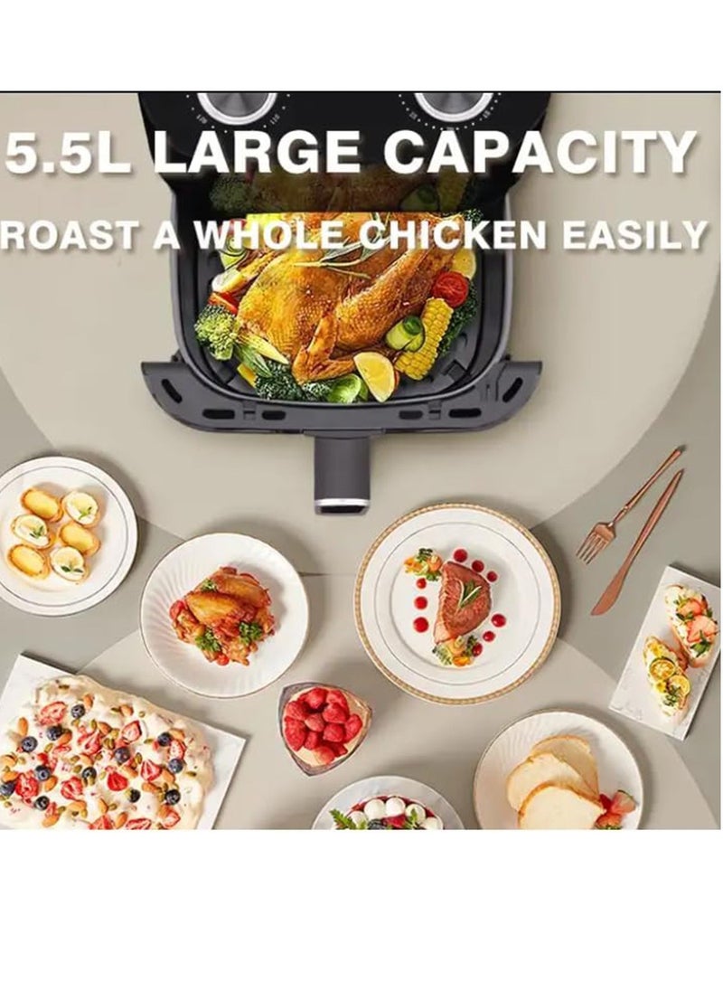 JAMAKY Italy - Air fryer with Italian technology for cooking healthy food, oil-free, with a power of 1800 watts, 5.5 liters, black - JMK5004, for home and kitchen use, elegant design, practical and easy to use - Image 1