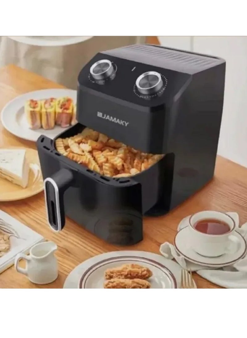 JAMAKY Italy - Air fryer with Italian technology for cooking healthy food, oil-free, with a power of 1800 watts, 5.5 liters, black - JMK5004, for home and kitchen use, elegant design, practical and easy to use - Image 1