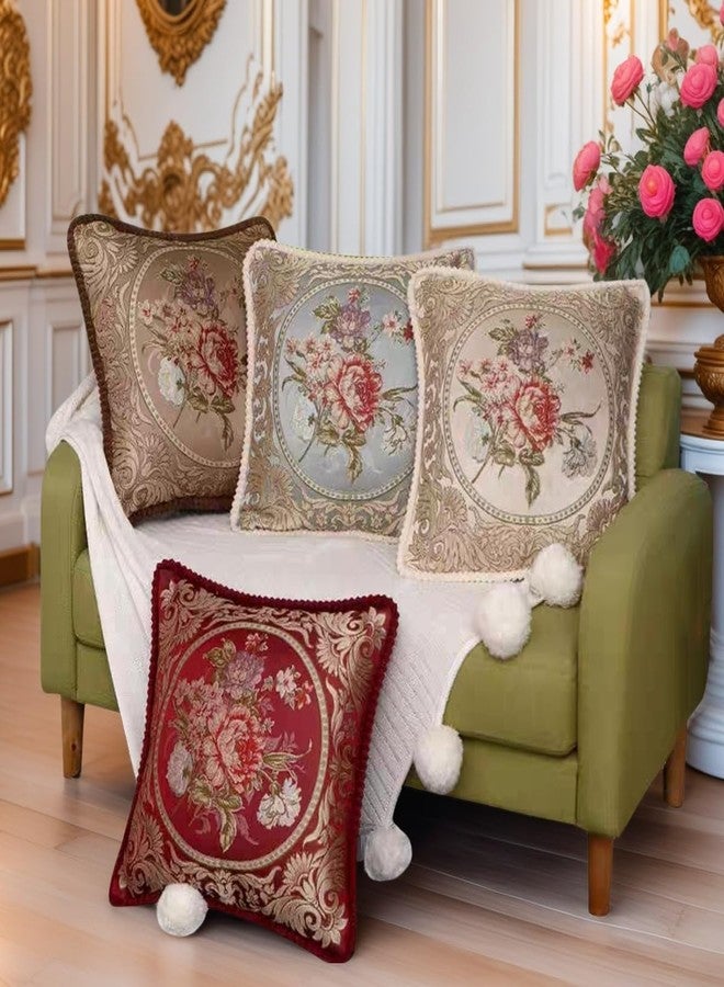 Qupace Set of 2 Vintage Embroidered Throw Pillows Covers 18x18in，Flowers Retro Decor Pillow Covers for Sofa Couch Floral Embroidered Cushion Cover for Bed Chairs Car - Image 3