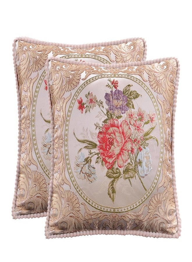 Qupace Set of 2 Vintage Embroidered Throw Pillows Covers 18x18in，Flowers Retro Decor Pillow Covers for Sofa Couch Floral Embroidered Cushion Cover for Bed Chairs Car - Image 1