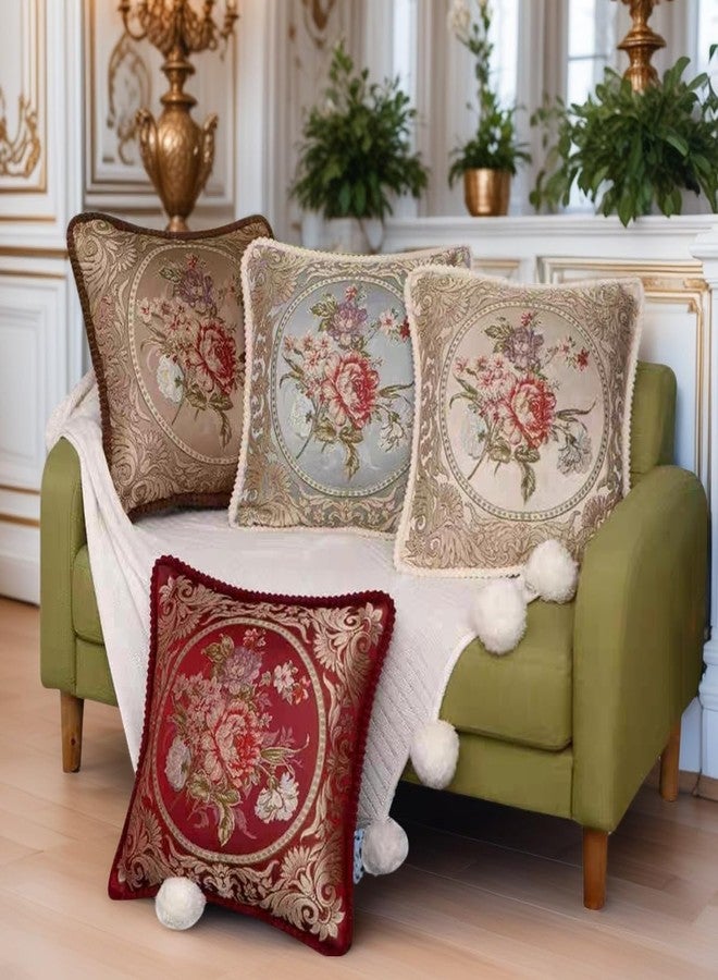 Qupace Set of 2 Vintage Embroidered Throw Pillows Covers 18x18in，Flowers Retro Decor Pillow Covers for Sofa Couch Floral Embroidered Cushion Cover for Bed Chairs Car - Image 2
