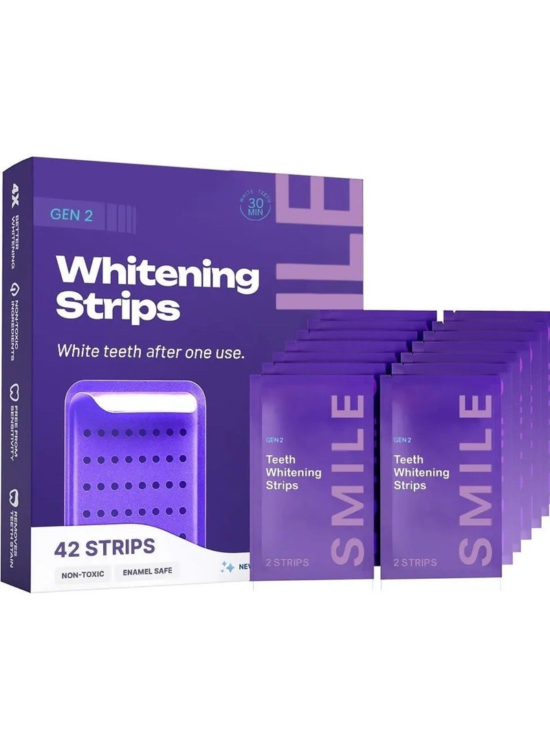 Smile Purple Teeth Whitening Strips 21 Treatments - Safe for Enamel - Non Sensitive Teeth Whitening - Whitening Without Any Harm - Pack of 42 - Image 1