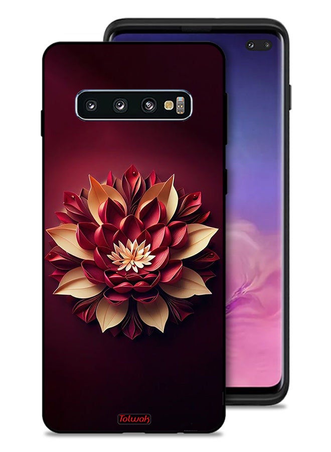 Tolwak غطاء حماية لهاتف Samsung Galaxy S10 Plus بتصميم زهور تجريدية - Image 1