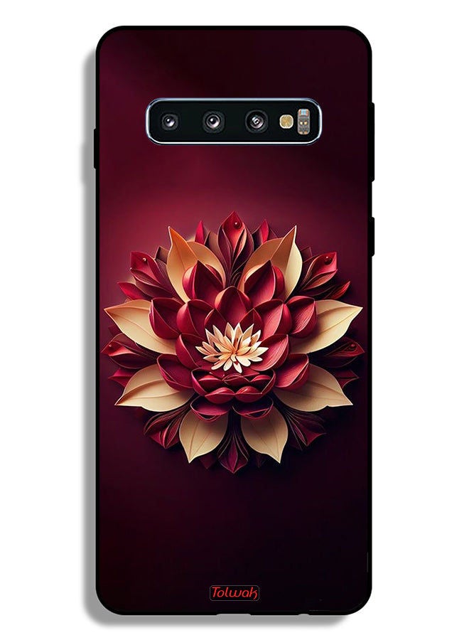 Tolwak غطاء حماية لهاتف Samsung Galaxy S10 Plus بتصميم زهور تجريدية - Image 2