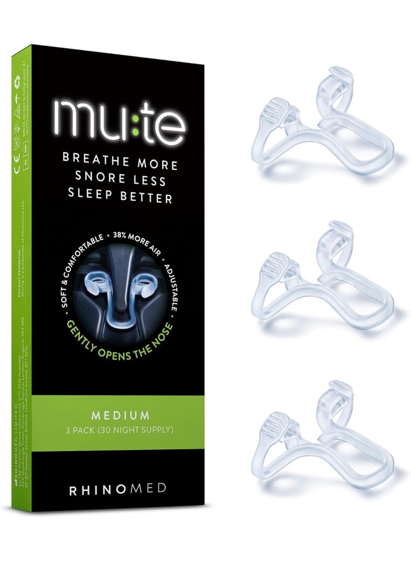 Rhinomed Mute Nasal Dilator for Snore Reduction - Anti-Snoring Aid, Improve Airflow for Better Sleep - (Size Medium, 3-Pk) - Image 1