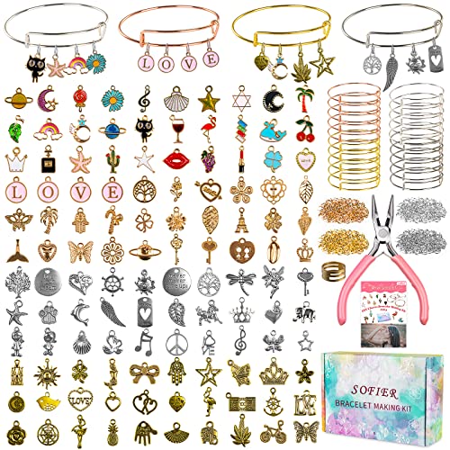 Sofier 542pcs Bangle Bracelet Making Kit DIY Jewelry Making Kit and Supplies Expandable Charm Bracelets Pendants Plier Set Toy Art Craft Gift for Girl Teen Women Adult - Image 1