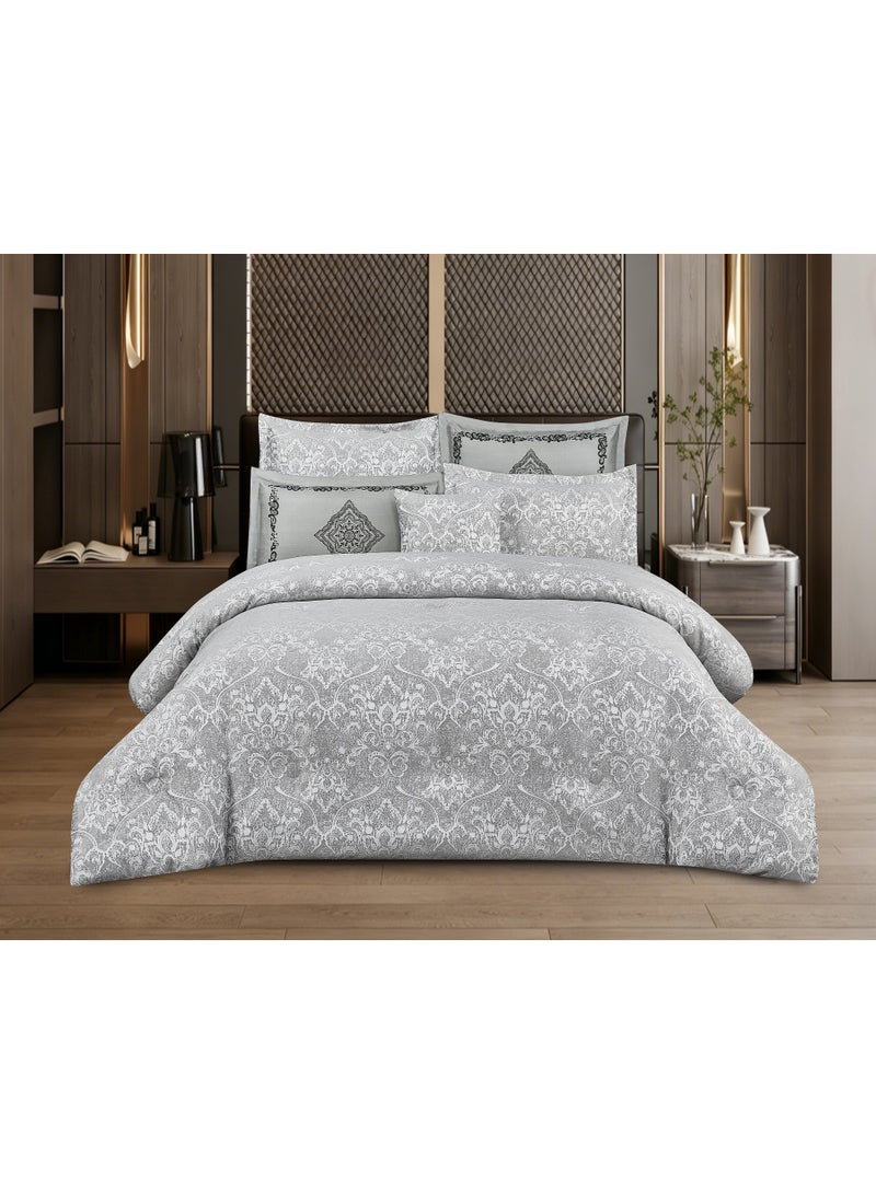 ShinyFlower Luxury Jacquard Comforter Set 7Pcs King Size, 400GSM Quilt Bedding Set with Fitted Sheet & Pillow Covers - Image 1