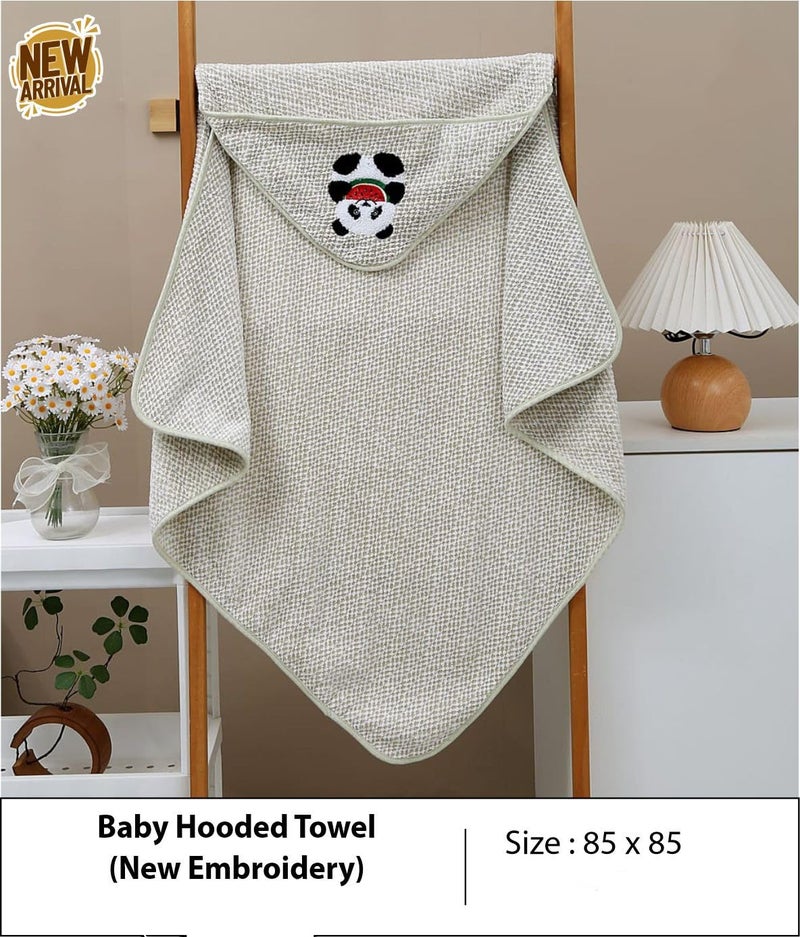 TERI BERI Baby Hooded Towel with Cartoon Embroidery – Soft Absorbent Cotton Bath Towel with Cute Hood for Newborns & Toddlers - 85 x 85 cm Pack of 1 (Multicolor) - Image 5