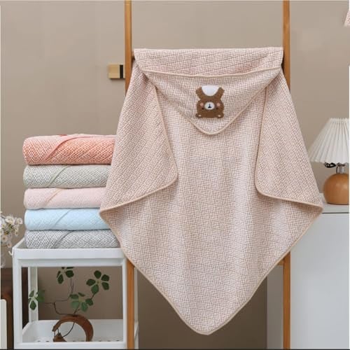 TERI BERI Baby Hooded Towel with Cartoon Embroidery – Soft Absorbent Cotton Bath Towel with Cute Hood for Newborns & Toddlers - 85 x 85 cm Pack of 1 (Multicolor) - Image 1