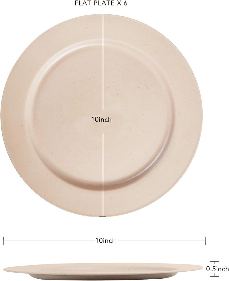 greenandlife 10inch6pcs Dishwasher  Microwave Safe Wheat Straw Plates Alternative for Plastic Plates Lightweight Reusable Unbreakable Dinner Plates Nontoxin BPA Free for Kids Adults - Image 2