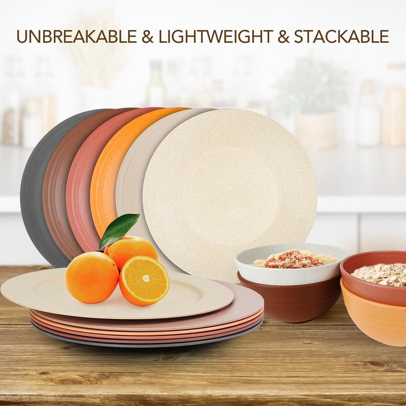 greenandlife 10inch6pcs Dishwasher  Microwave Safe Wheat Straw Plates Alternative for Plastic Plates Lightweight Reusable Unbreakable Dinner Plates Nontoxin BPA Free for Kids Adults - Image 3