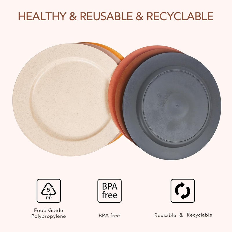 greenandlife 10inch6pcs Dishwasher  Microwave Safe Wheat Straw Plates Alternative for Plastic Plates Lightweight Reusable Unbreakable Dinner Plates Nontoxin BPA Free for Kids Adults - Image 5