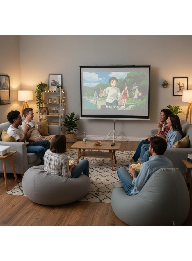 بورودو شاشة عرض ترايبودية بحجم 100 بوصة مع زاوية عرض 160° وقماش أبيض غير لامع من PVC / قاعدة ترايبود مستقرة /نسبة عرض إلى ارتفاع 4:3 / سطح خالٍ من التجاعيد / شاشة محمولة للاستخدام الداخلي والخارجي للسينما المنزلية، الفصول الدراسية والمؤتمرات - أبيض - Image 5