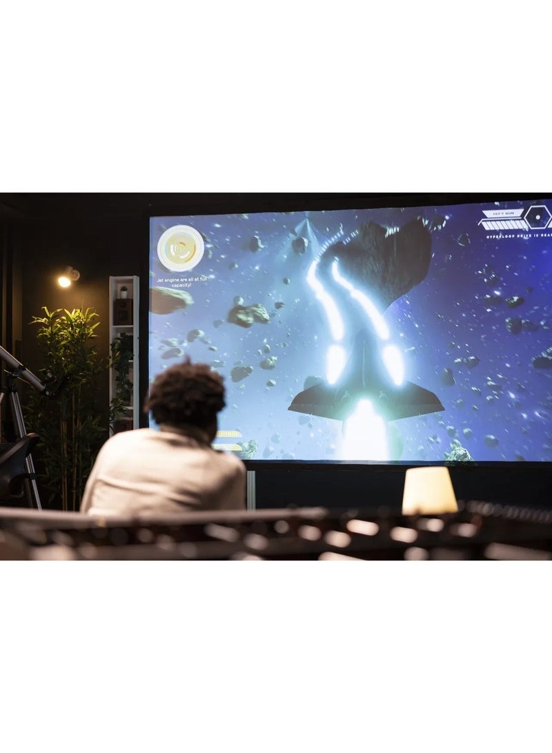 بورودو شاشة عرض ترايبودية بحجم 100 بوصة مع زاوية عرض 160° وقماش أبيض غير لامع من PVC / قاعدة ترايبود مستقرة /نسبة عرض إلى ارتفاع 4:3 / سطح خالٍ من التجاعيد / شاشة محمولة للاستخدام الداخلي والخارجي للسينما المنزلية، الفصول الدراسية والمؤتمرات - أبيض - Image 3