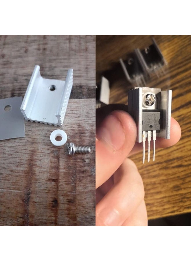 SYOSI TO-220 Aluminum Heatsink Kit for MOSFET Transistors, 3-Size Cooling Fins (10 Each) with Mounting Hardware, Includes 30 Screws, Washers & Silicone Insulators, Electronic Component Heat Sink Set(30PCS) - Image 4