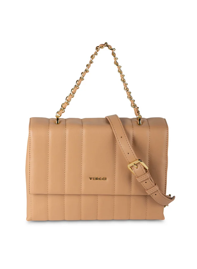 فينتشي حقيبة كتف نسائية بتفاصيل بسلسلة مبطنة بالأغطية