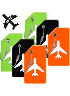 Aikanbo Pack of 6 Silicone Luggage Tags 3 Color Luggage Tags for Travel Luggage Name Tags Including Name ID Card with Partial Privacy Cover and Stainless Steel Loop for Secure Attachment  - Image 1