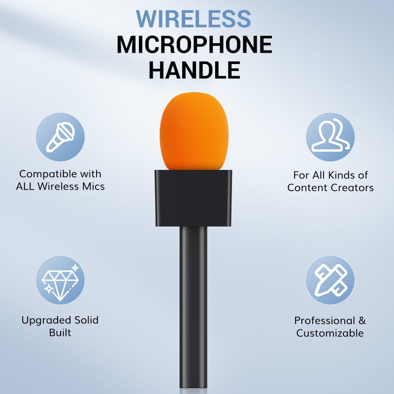 TONOR 2-Pack Handheld Adaptor for Interview Mic, Wireless Microphone Holder for Lavalier, Compatible with Rode, DJI and All Lav Mic, Microfono Solapa Stand with Flag Station, Windproof Foam, TP20 - Image 3