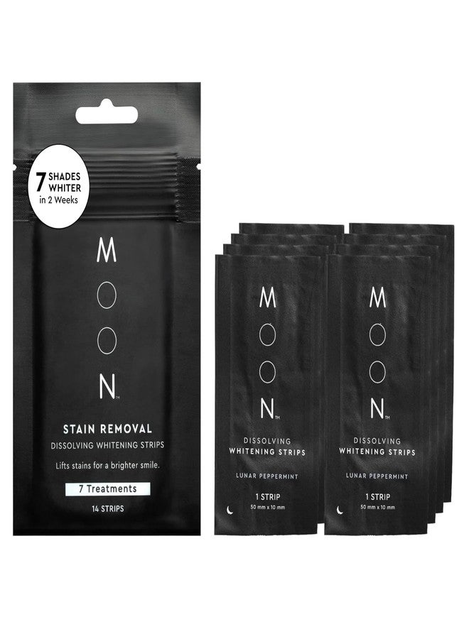 MOON Dissolving Teeth Whitening Strips - Vegan, Easy-to-Use, No Rinse White Strips - Hydrogen Peroxide and Essential Oils Infused Gentle Teeth Whitening Kit - Travel Essentials for Oral Care (14 Ct) - Image 1