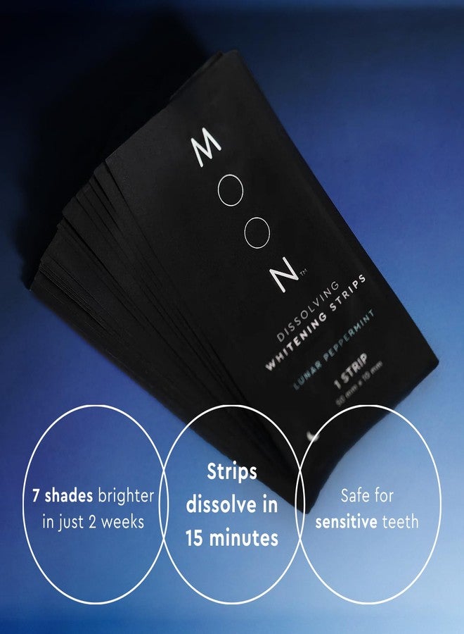 MOON Dissolving Teeth Whitening Strips - Vegan, Easy-to-Use, No Rinse White Strips - Hydrogen Peroxide and Essential Oils Infused Gentle Teeth Whitening Kit - Travel Essentials for Oral Care (14 Ct) - Image 2