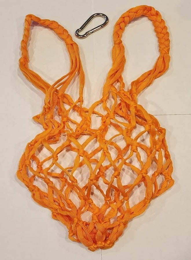 Muzzys Orange Chicken Coop Flock Block Bird Seed Hanging Bag Veggie Treat Holder - Poultry Feeder Toy Accessories Cabbage Bowl Sack - Holds 25 lb Pound Bird Seed Blocks, Poultry Run Wildlife Feeder - Image 2