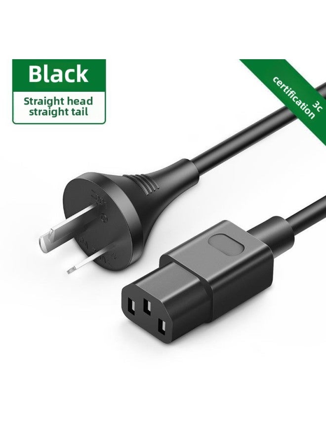 Lvlian Computer Power Cord Three-hole Desktop Host Display Screen Chassis Kettle Rice Cooker Universal With Plug-Color:[Straight Head Straight Tail] Black-3C Safety Certification Pure Copper-1.5m - Image 1