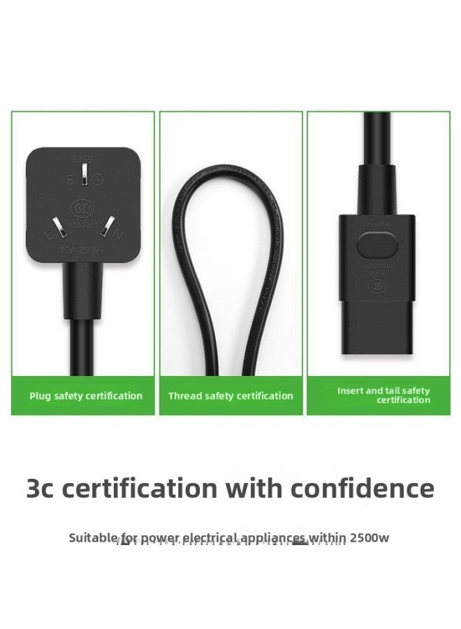 Lvlian Computer Power Cord Three-hole Desktop Host Display Screen Chassis Kettle Rice Cooker Universal With Plug-Color:[Straight Head Straight Tail] Black-3C Safety Certification Pure Copper-1.5m - Image 4